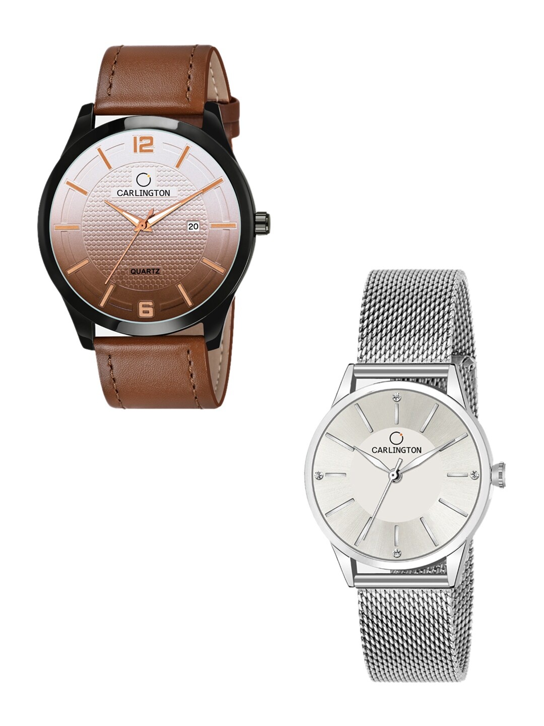 

CARLINGTON Unisex Multicoloured Dial & Multicoloured Leather Straps Analogue Watch, Tan