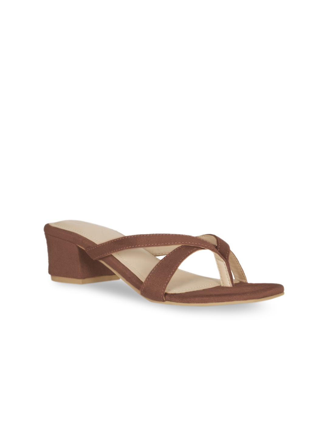 

London Rag Brown Suede Party Block Heel Sandals