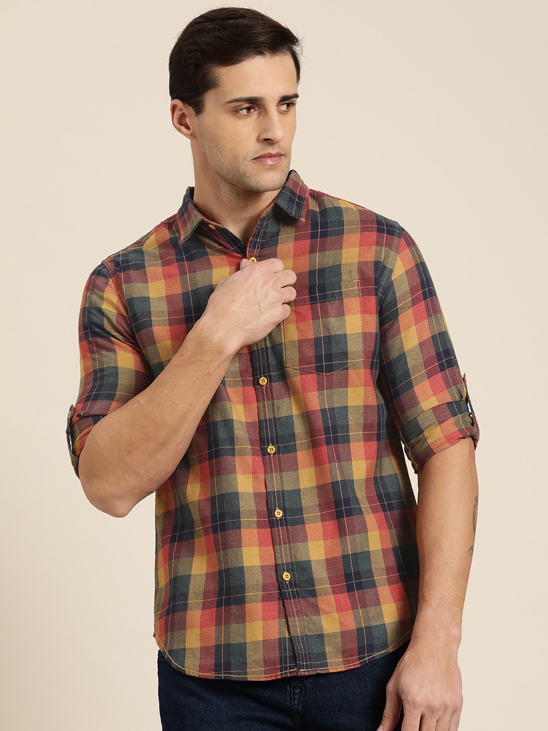 

Moda Rapido Men Multicoloured Checked Sustainable Casual Shirt, Multi