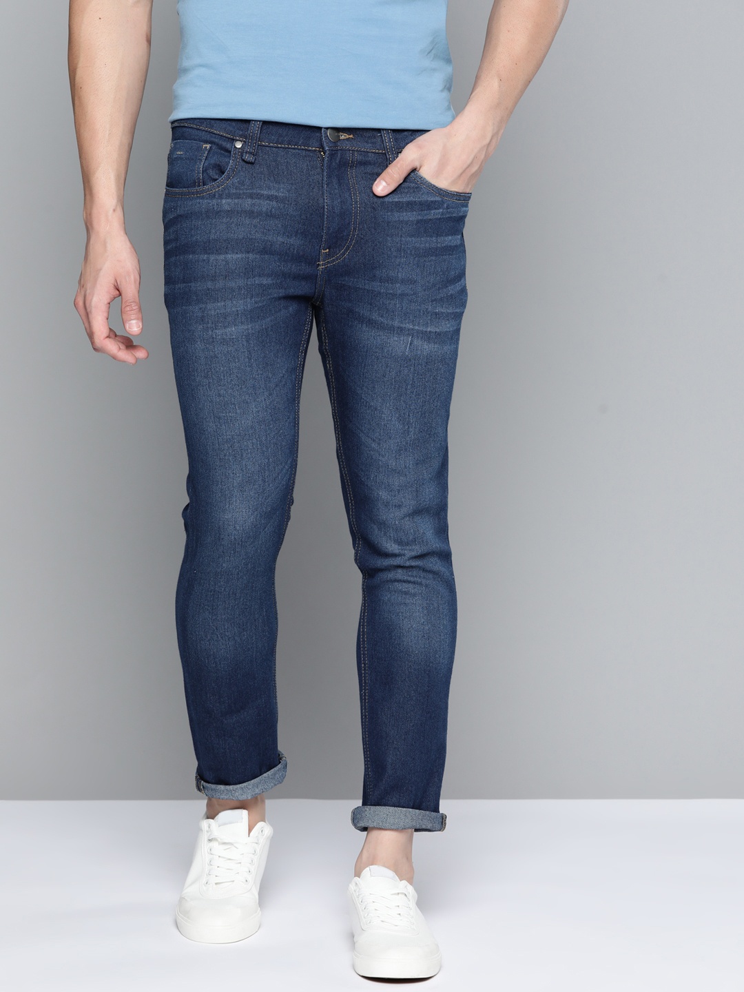 

Mast & Harbour Men Navy Blue Skinny Fit Light Fade Stretchable Jeans