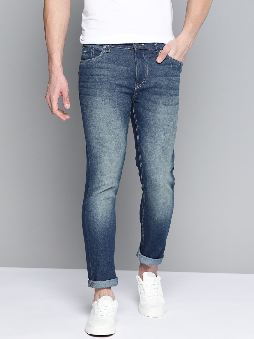 

Mast & Harbour Men Blue Skinny Fit Light Fade Stretchable Jeans