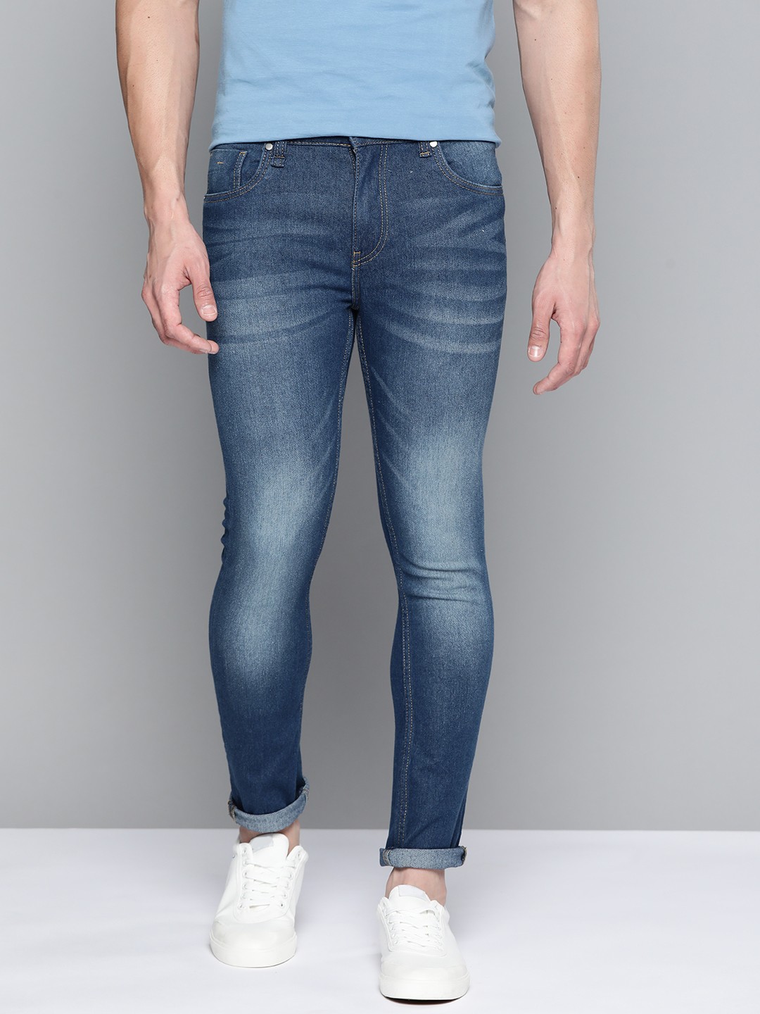 

Mast & Harbour Men Blue Skinny Fit Light Fade Stretchable Jeans