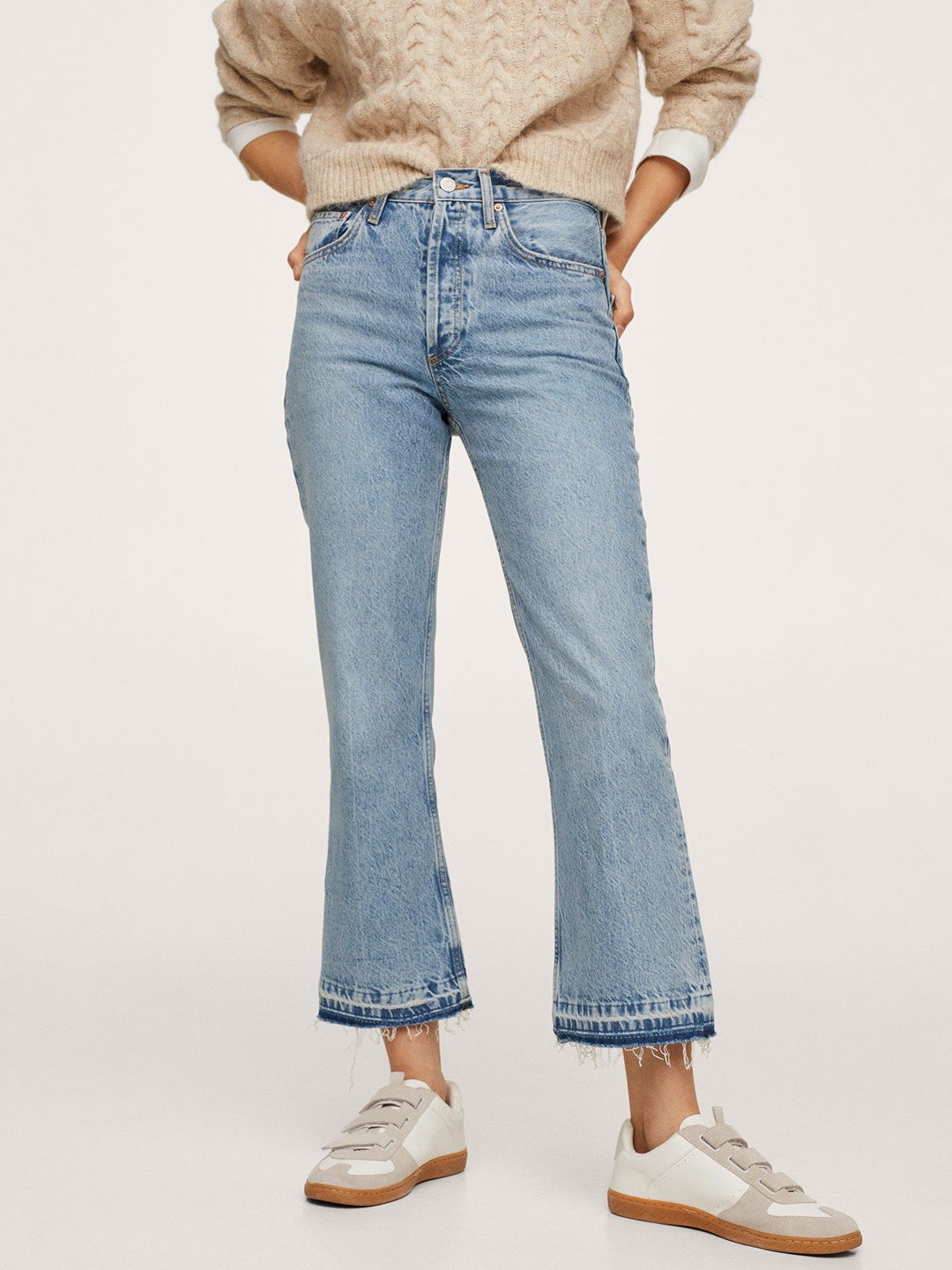 

MANGO Women Blue Flared Light Fade Jeans