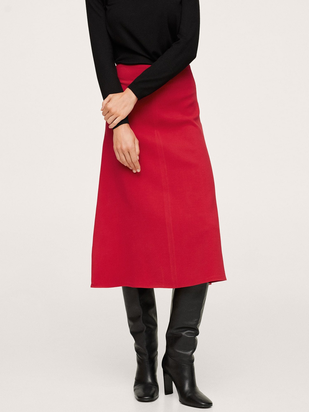 

MANGO Women Red Solid Midi Skirt