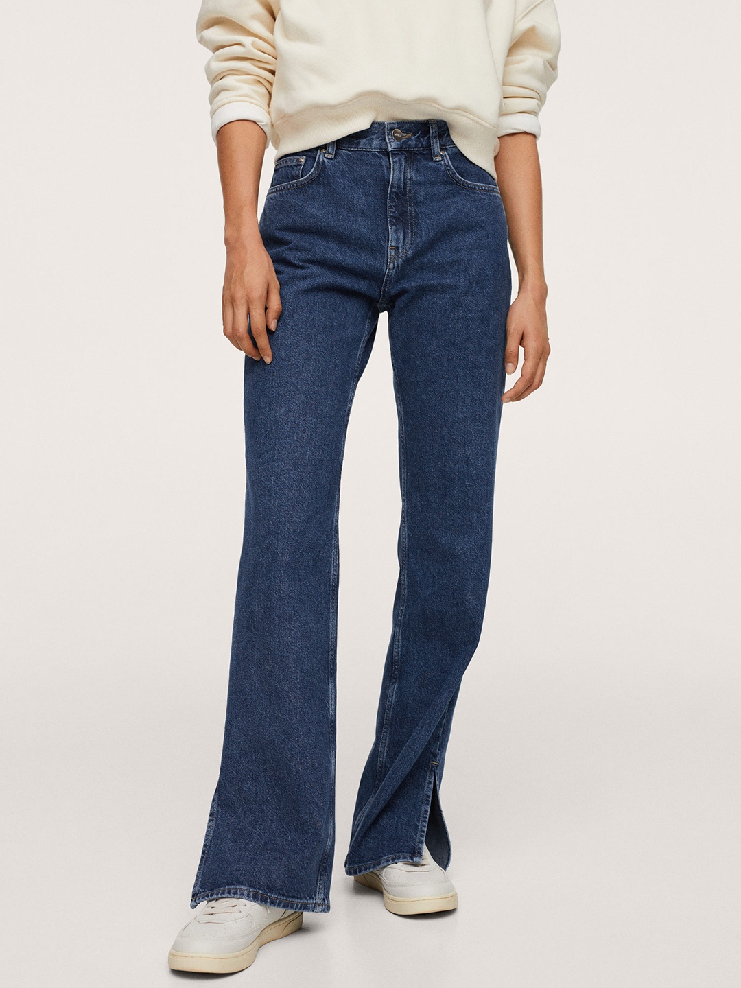 

MANGO Women Blue Straight Fit High-Rise Jeans