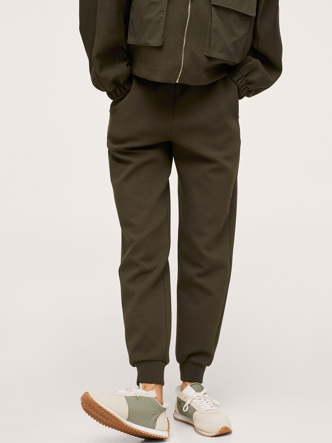 

MANGO Women Olive Green Solid Joggers