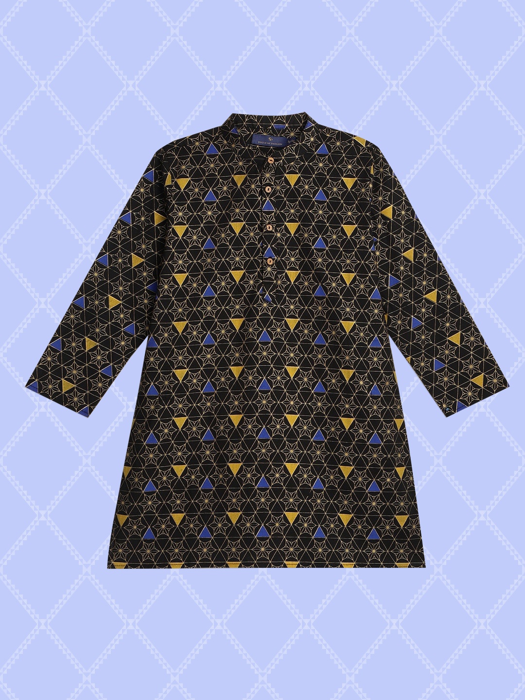 

House of Pataudi Boys Grey Geometric Printed Kurta
