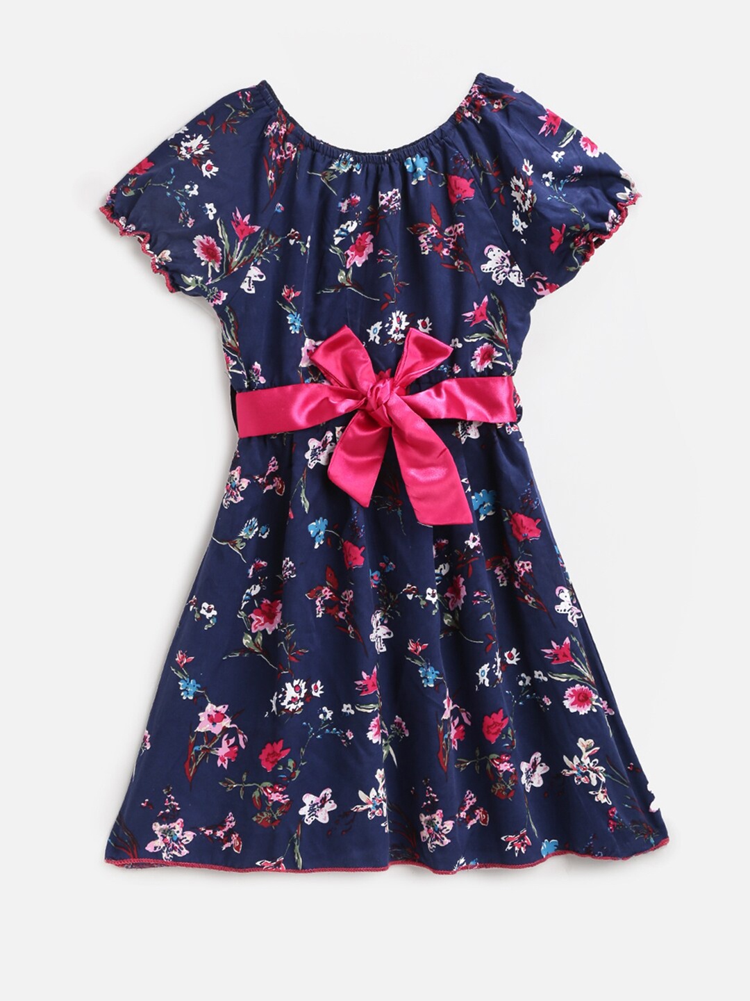 

YK Girls Blue Floral Print Dress