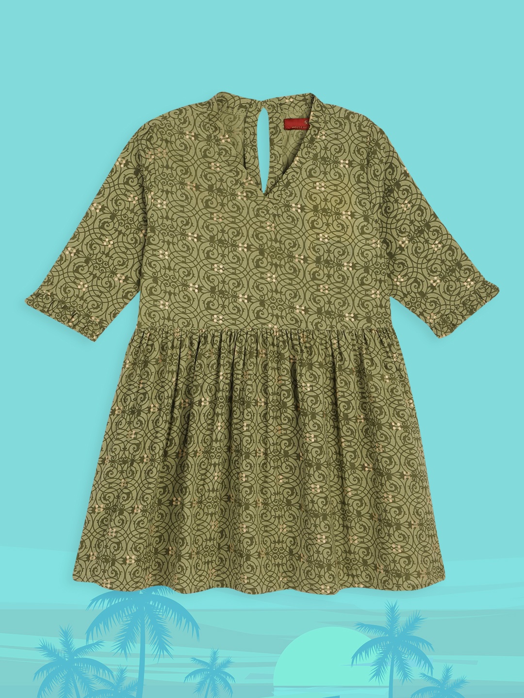 

House of Pataudi Girls Green Ethnic Motifs Printed Jashn Pure Cotton Kurta