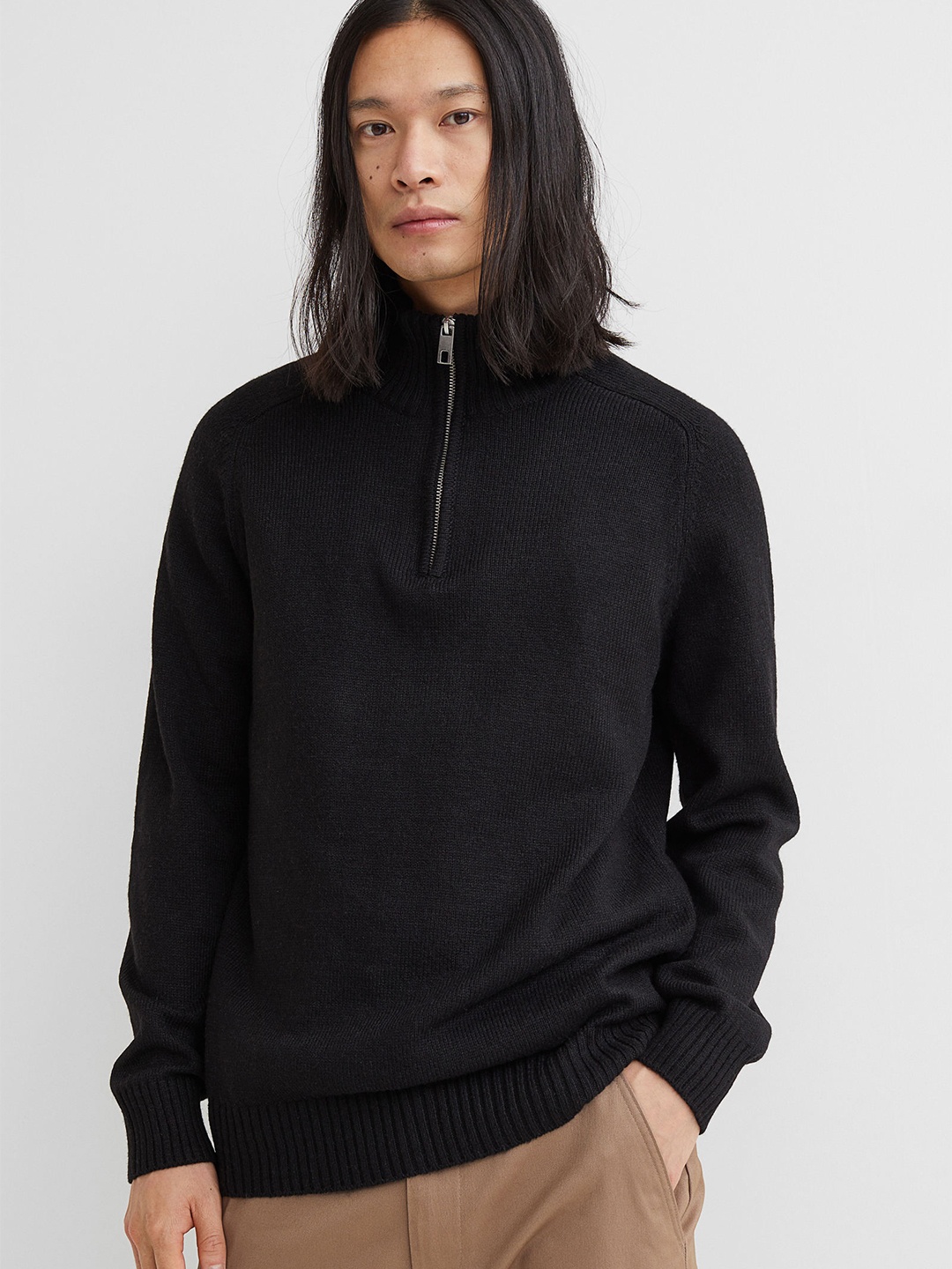 

H&M Men Black Regular Fit Fine-Knit Jumper