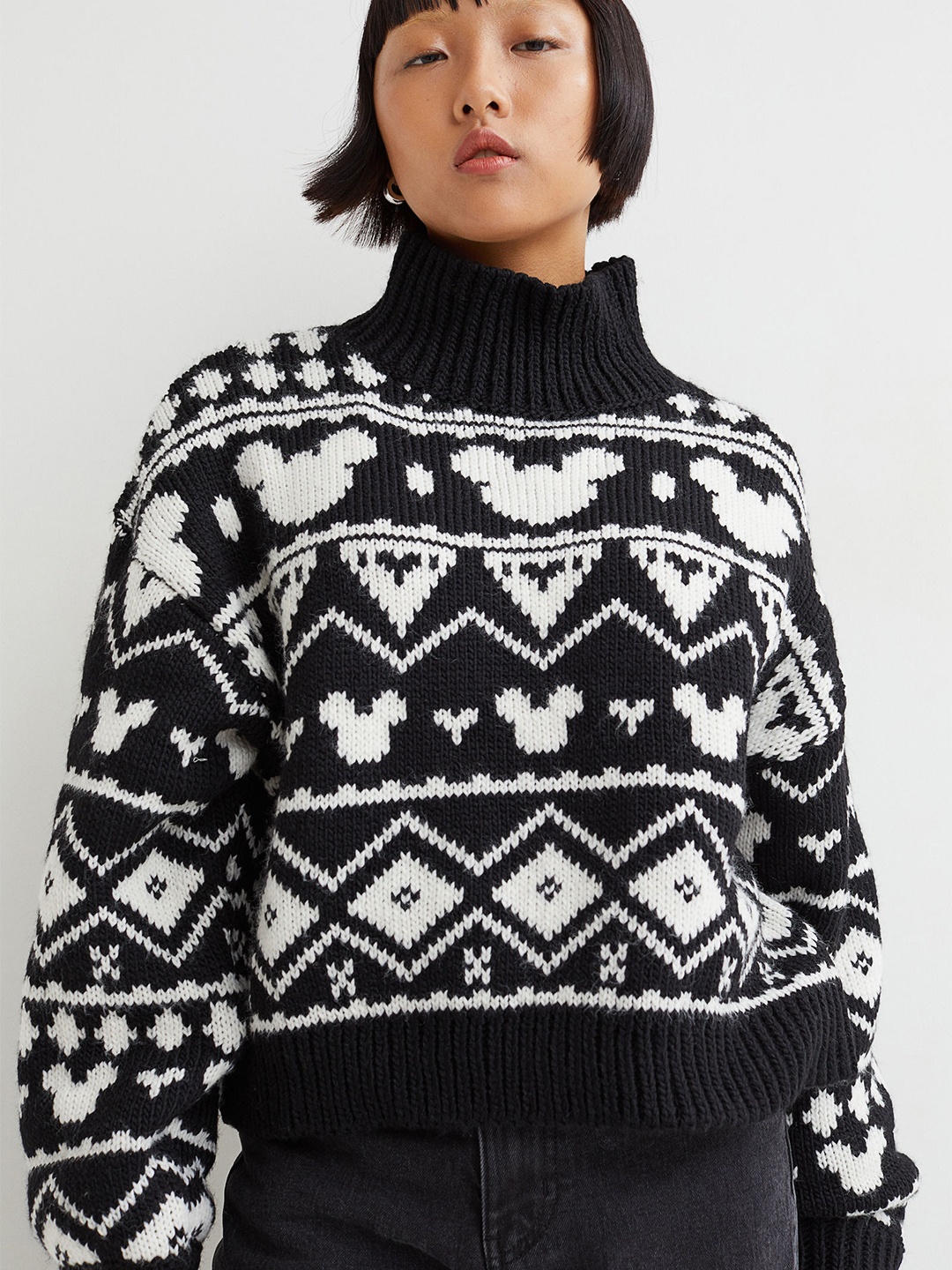 

H&M Women Black Polo-Neck Jumper
