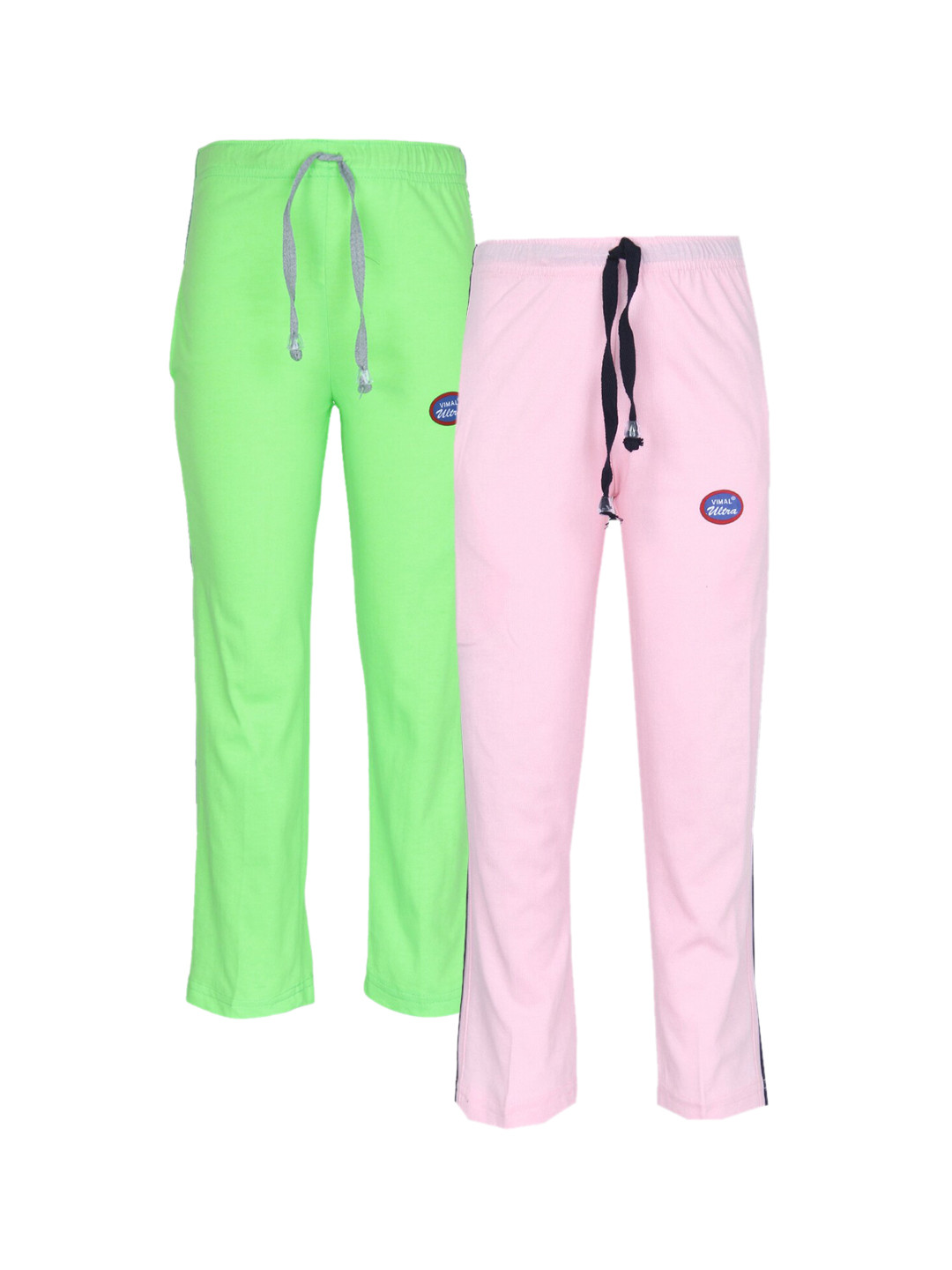 

VIMAL JONNEY Kids Pack of 2 Green & Pink Cotton Track Pants