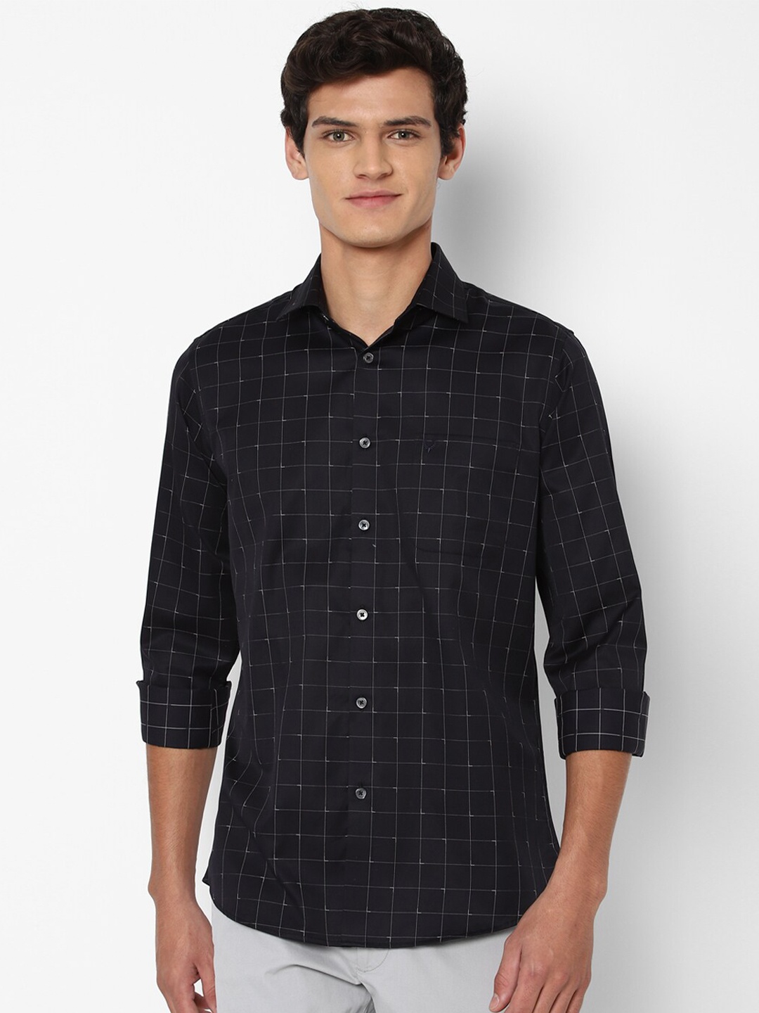 

Allen Solly Men Black Slim Fit Checked Casual Shirt