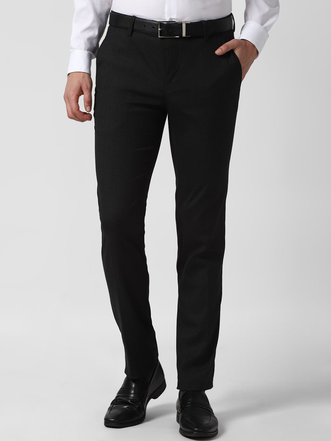 

Peter England Men Black Slim Fit Formal Trousers