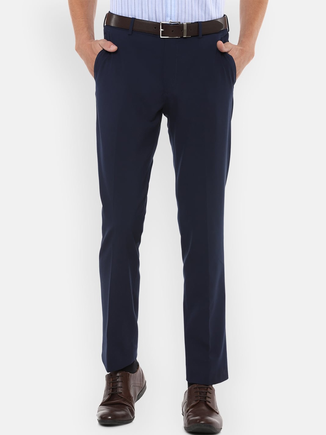 

Louis Philippe Men Navy Blue Slim Fit Formal Trousers