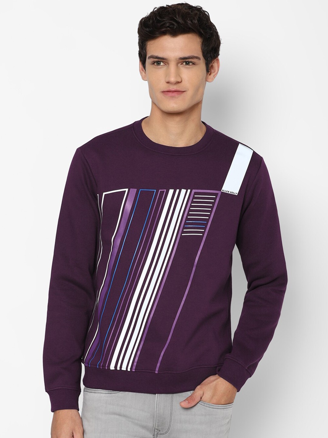 

Allen Solly Men Purple Printed Sweatshirt