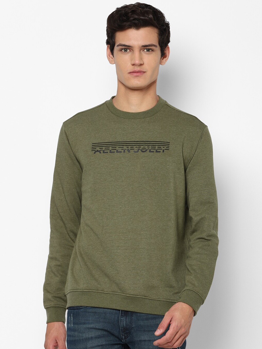 

Allen Solly Men Olive Green Printed Cotton Sweatshirt