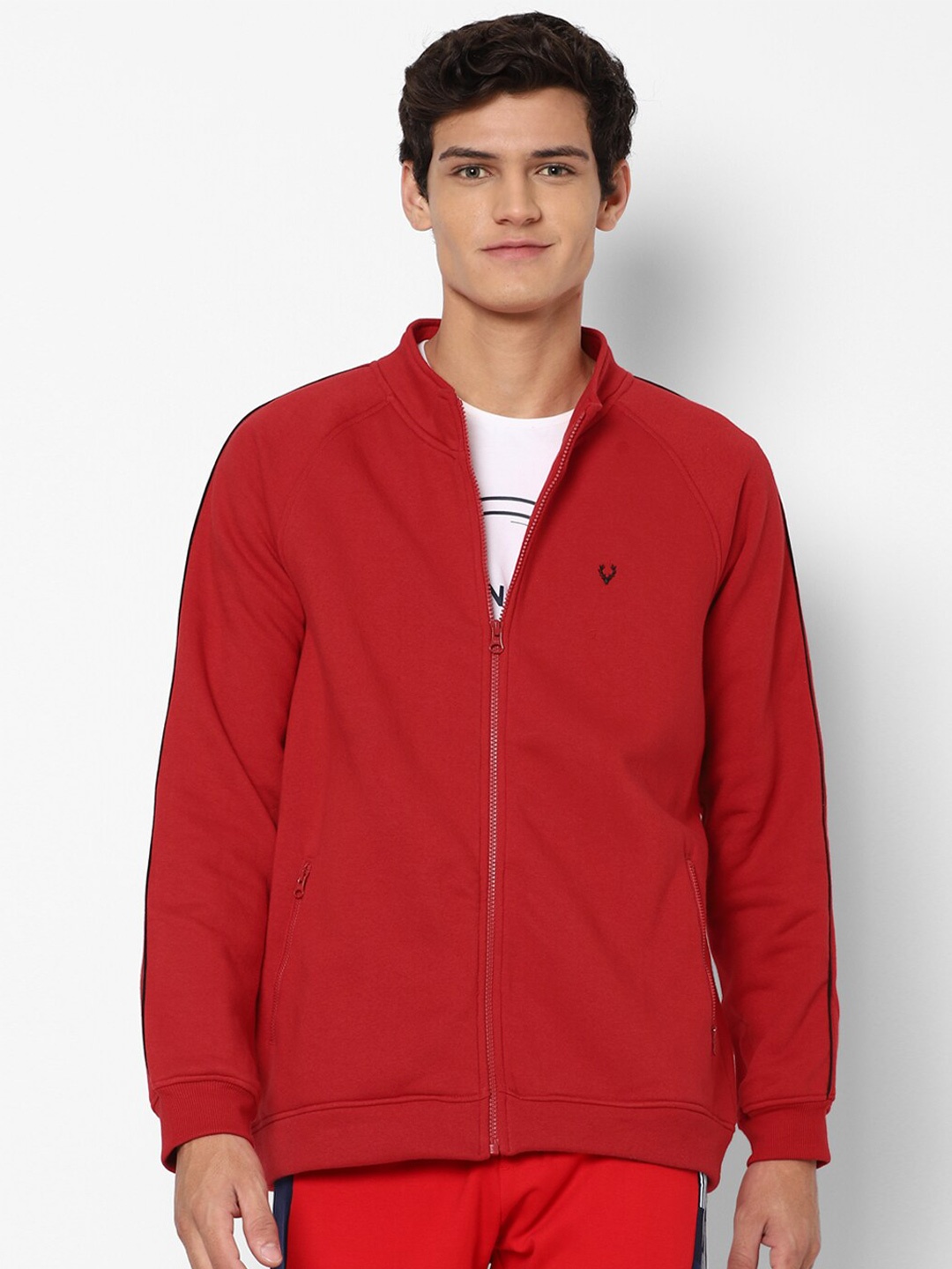 

Allen Solly Men Red Solid Front-Open Sweatshirt