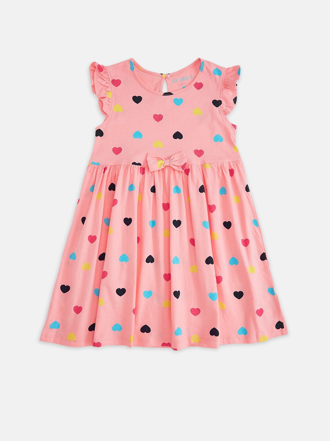 

Pantaloons Junior Girls Pink & Blue Abstract Printed Pure Cotton Fit & Flare Dress