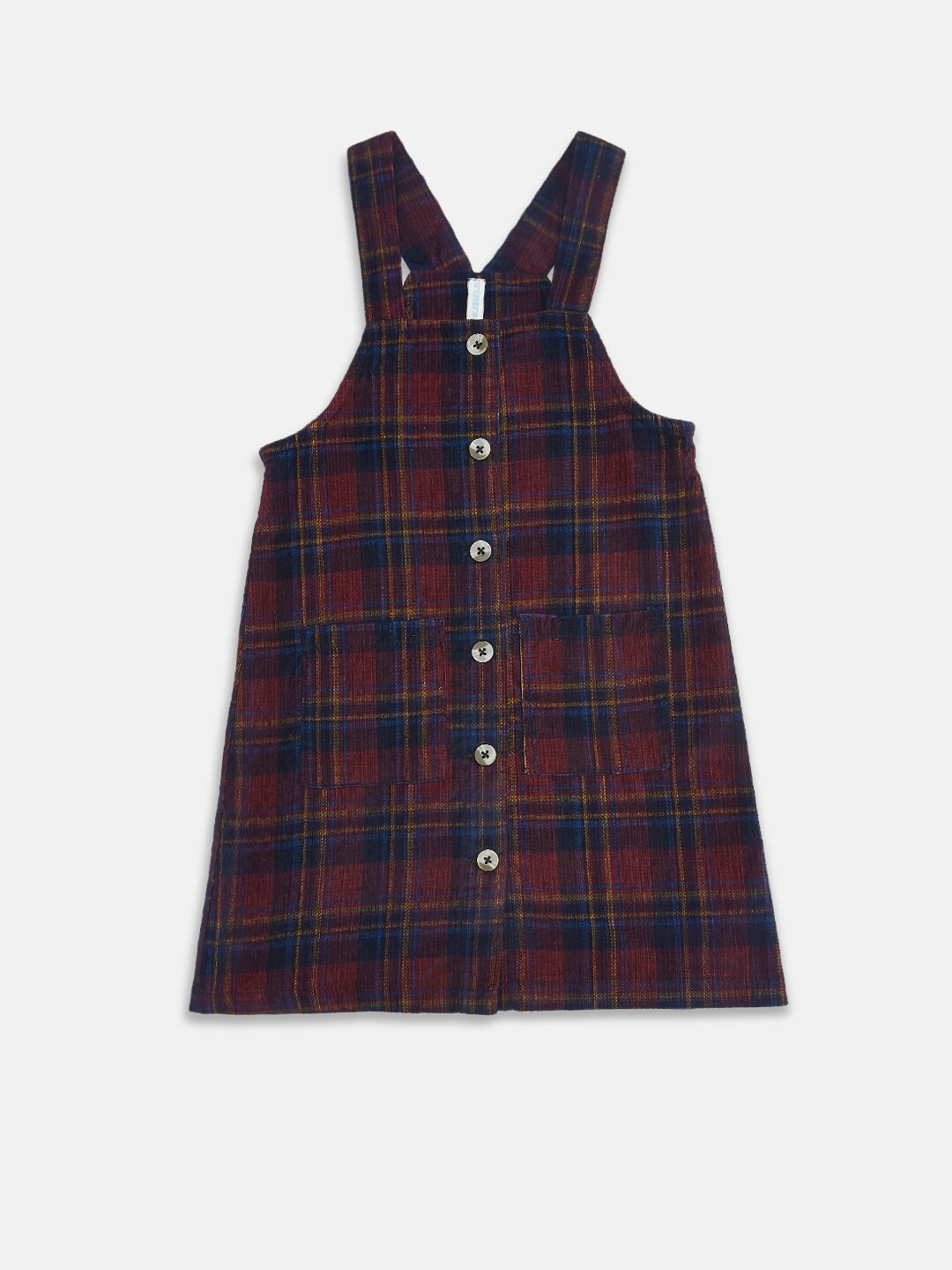 

Pantaloons Junior Girls Navy Blue Checked Pinafore Dress