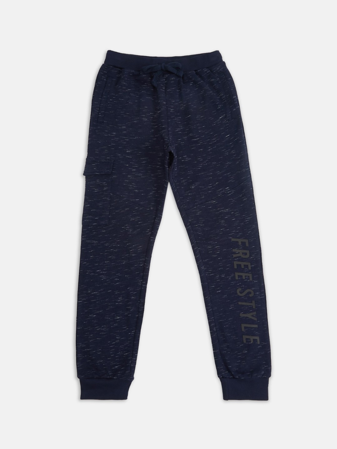 

Pantaloons Junior Boys Navy blue Solid Typography Printed Pure Cotton Joggers