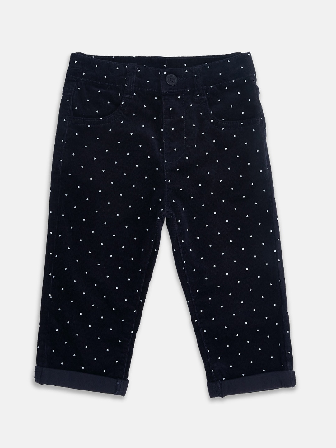 

Pantaloons Baby Girls Navy Blue Printed Trousers