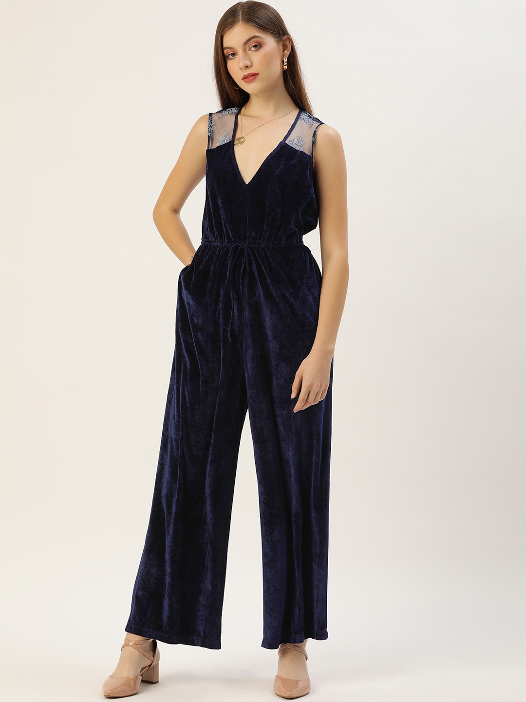 

QUIERO Navy Blue Basic Jumpsuit