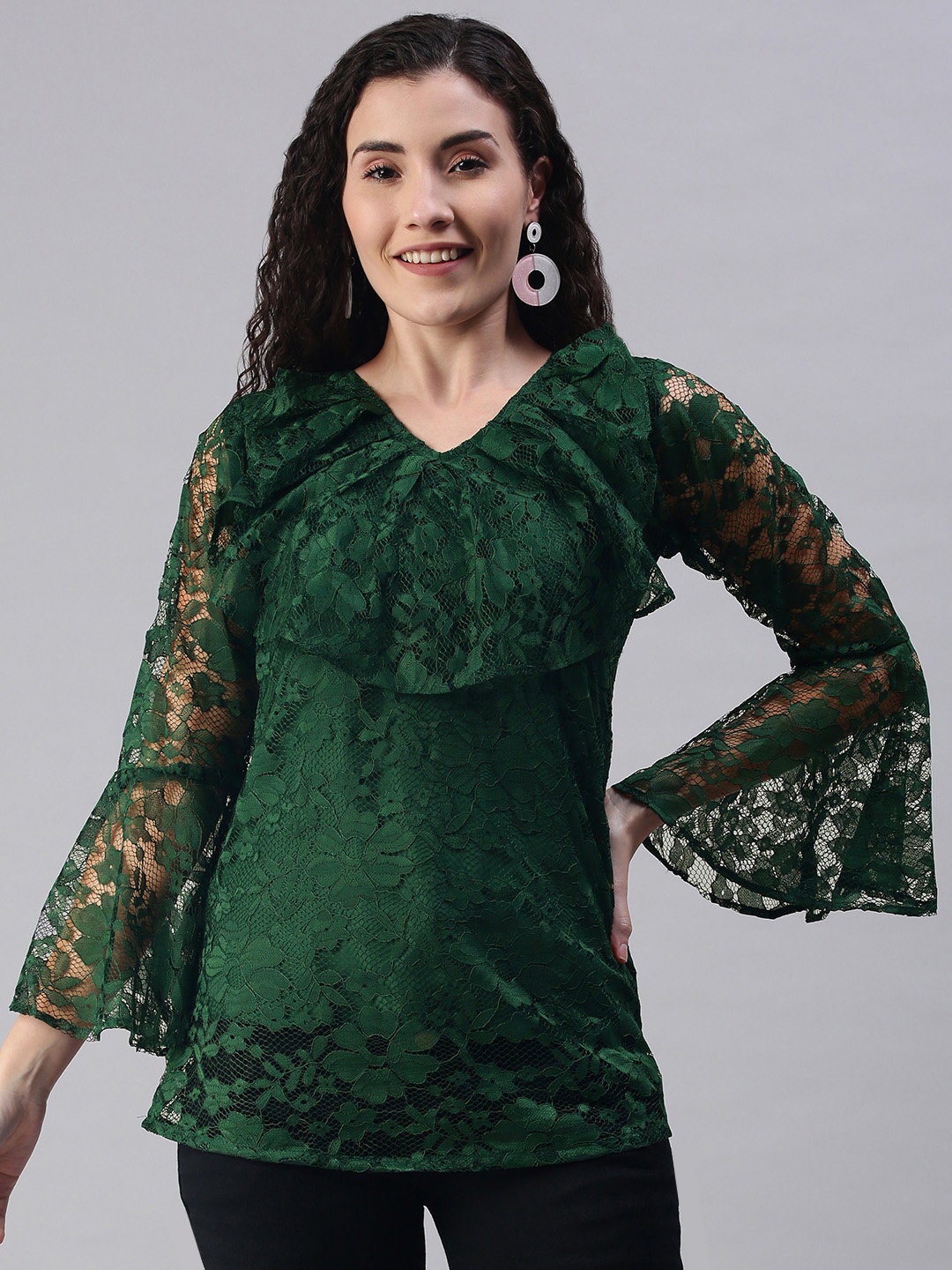 

Selvia Green Russell Net A-Line Top