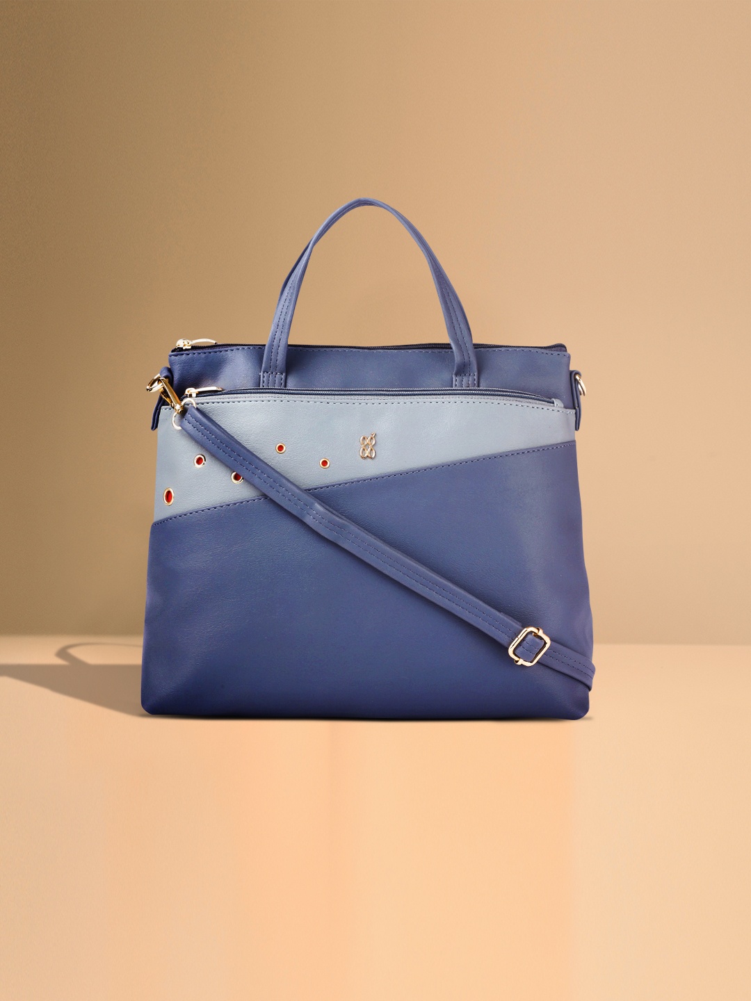 

Baggit Vintage Blue Structured Handheld Bag