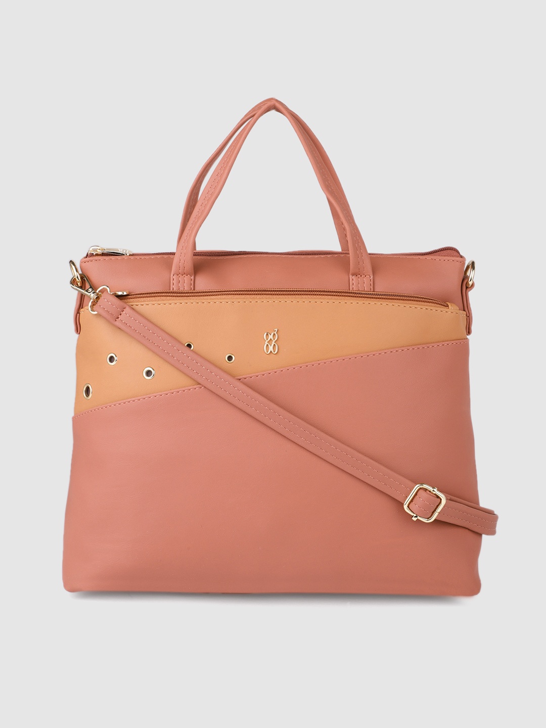 

Baggit Pink & Orange Colourblocked Handheld Bag