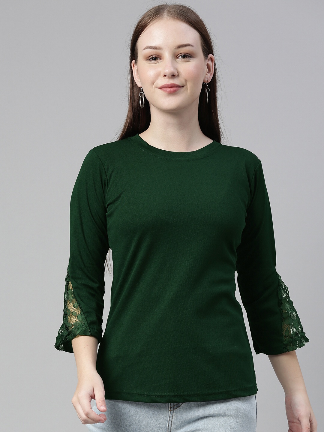 

Selvia Green Top with Lace Inserts