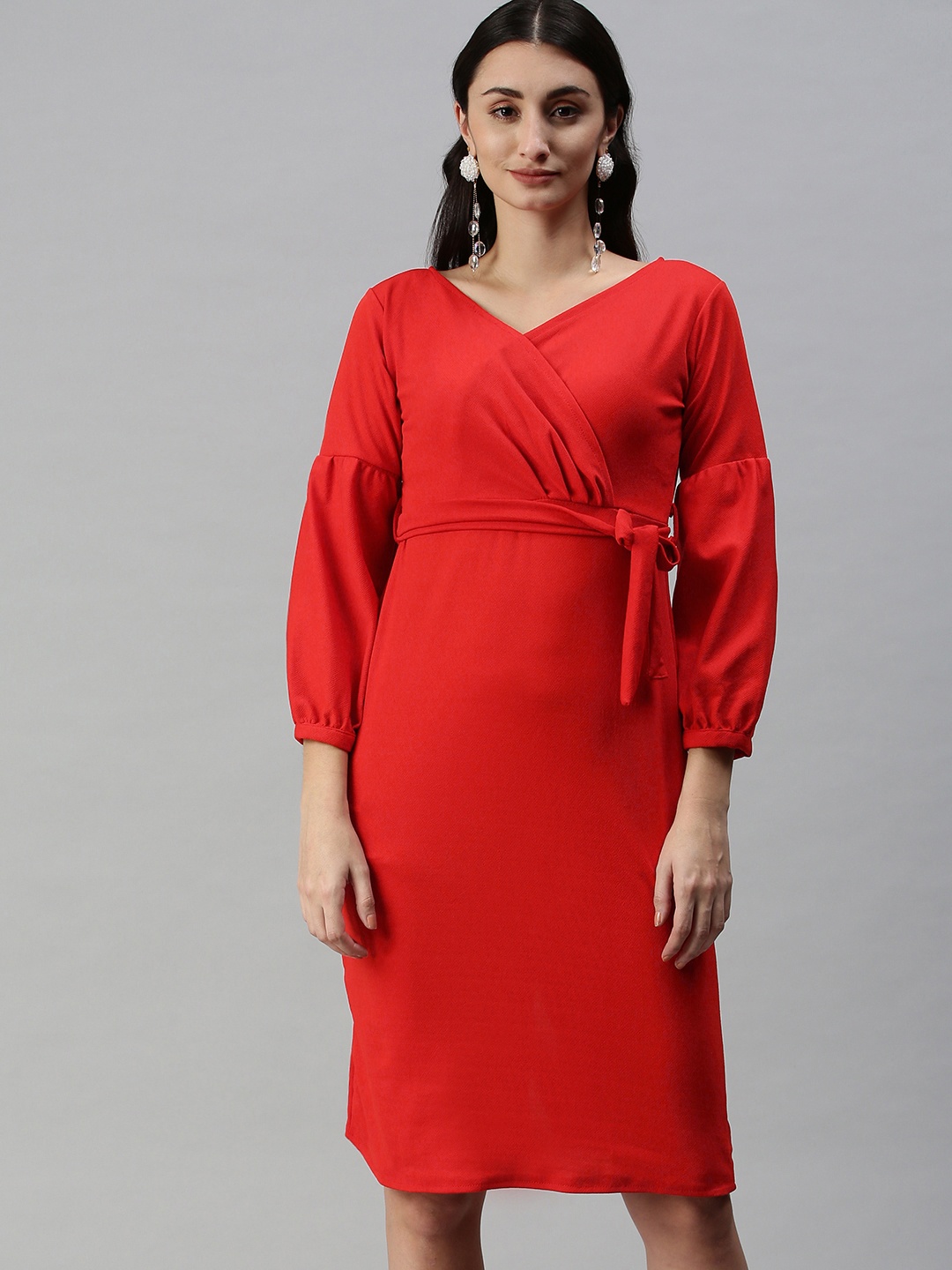 

Selvia Red Scuba Bodycon Dress