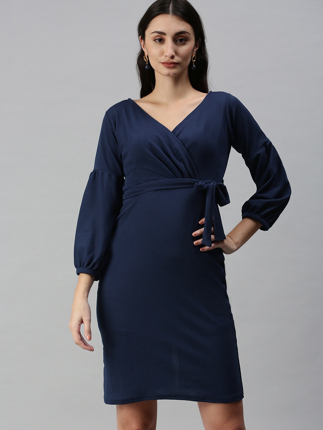 

Selvia Navy Blue Scuba Bodycon Dress