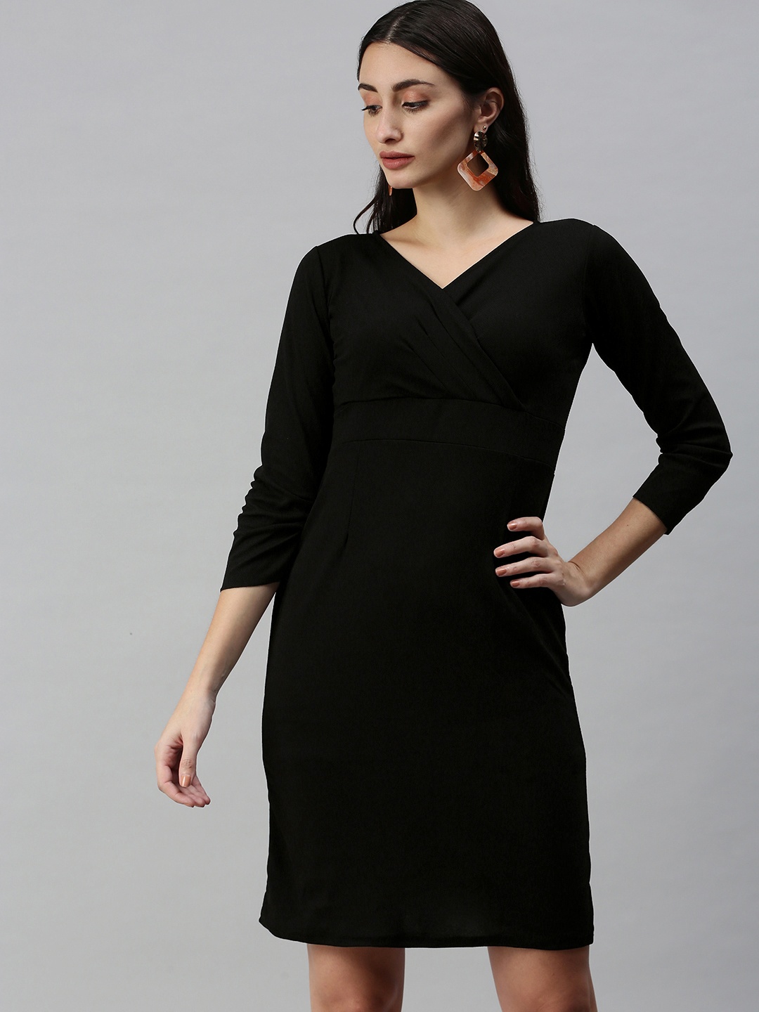 

Selvia Black Scuba Sheath Dress