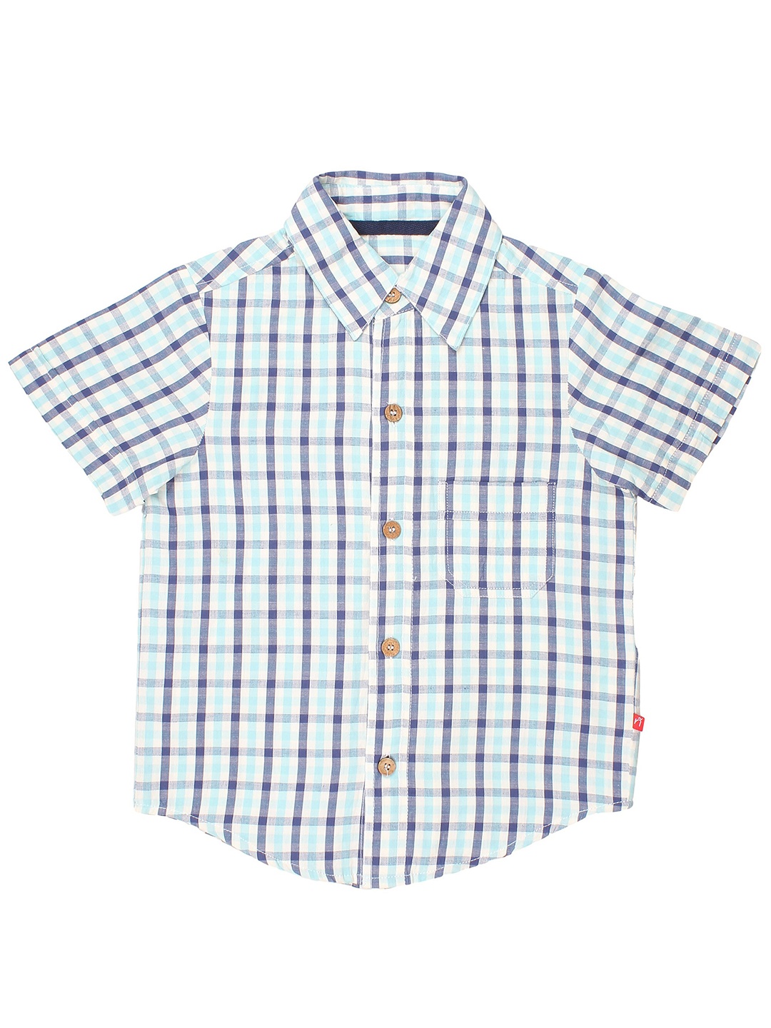 

Nino Bambino Boys Multicoloured Checked Casual Organic Cotton Shirt, Teal