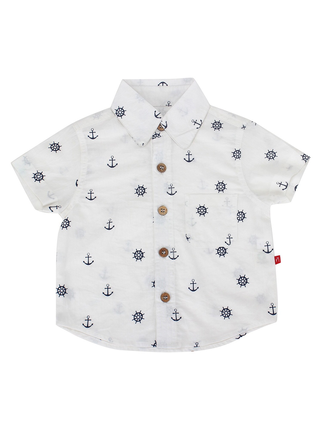 

Nino Bambino Boys White Opaque Printed Organic Cotton Casual Shirt