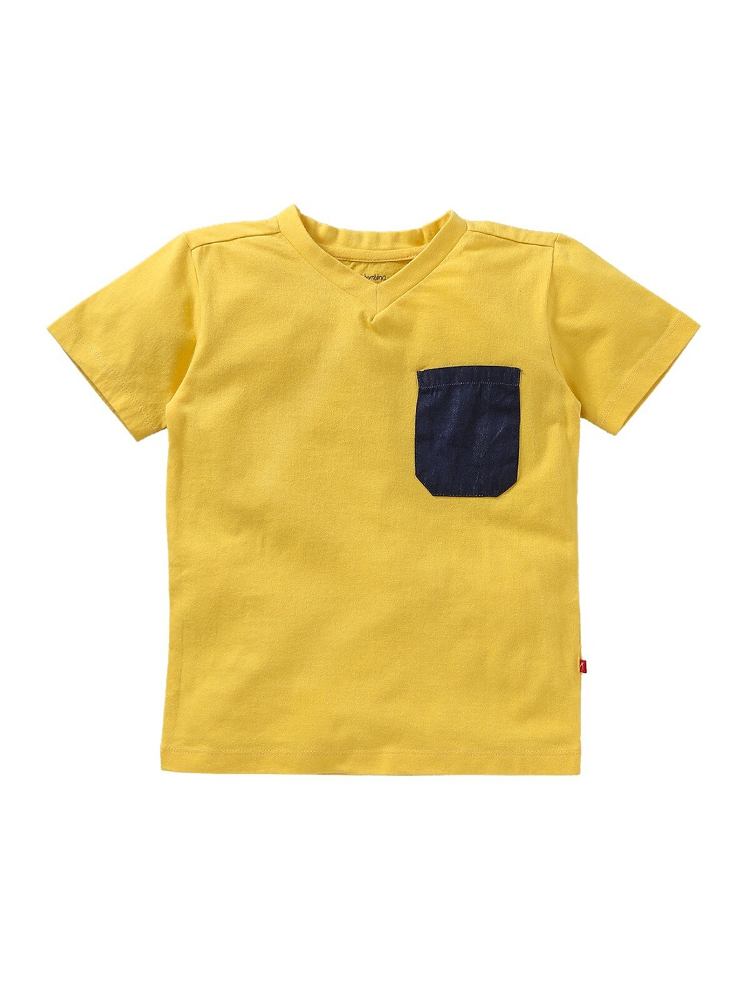 

Nino Bambino Unisex Kids Yellow V-Neck Organic Cotton Pockets T-shirt