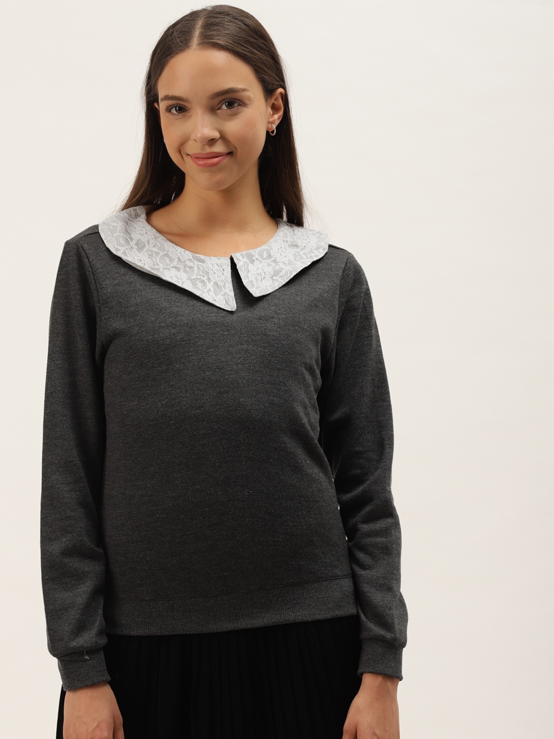 

Belle Fille Women Charcoal Black Sweatshirt
