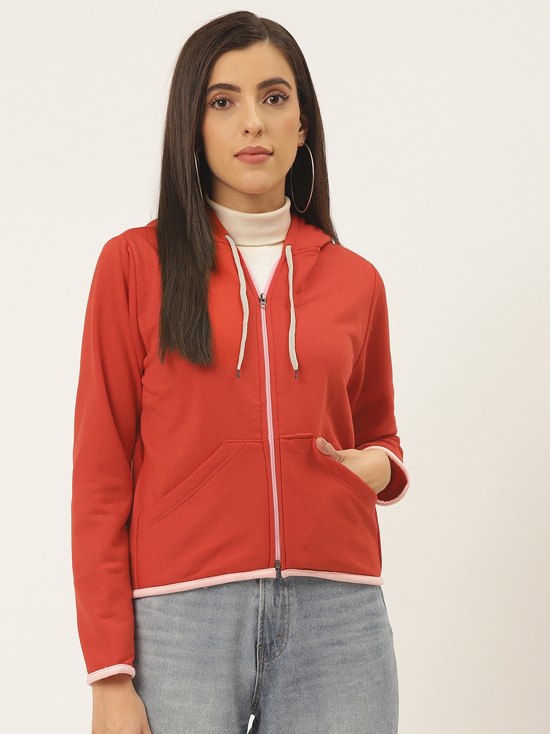 

Belle Fille Women Red Hooded Sweatshirt