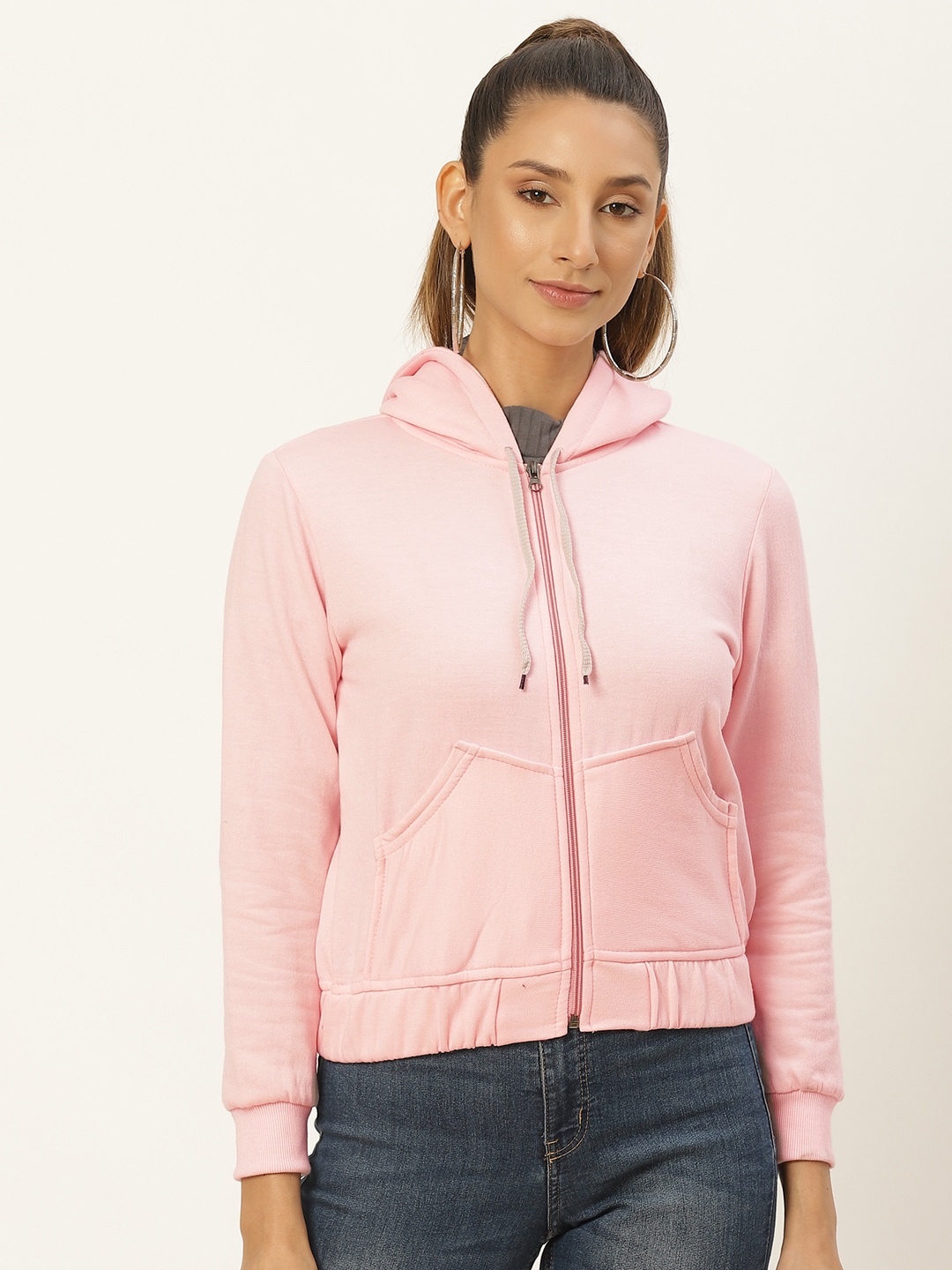 

Belle Fille Women Pink Solid Fleece Lightweight Tailored Jacket