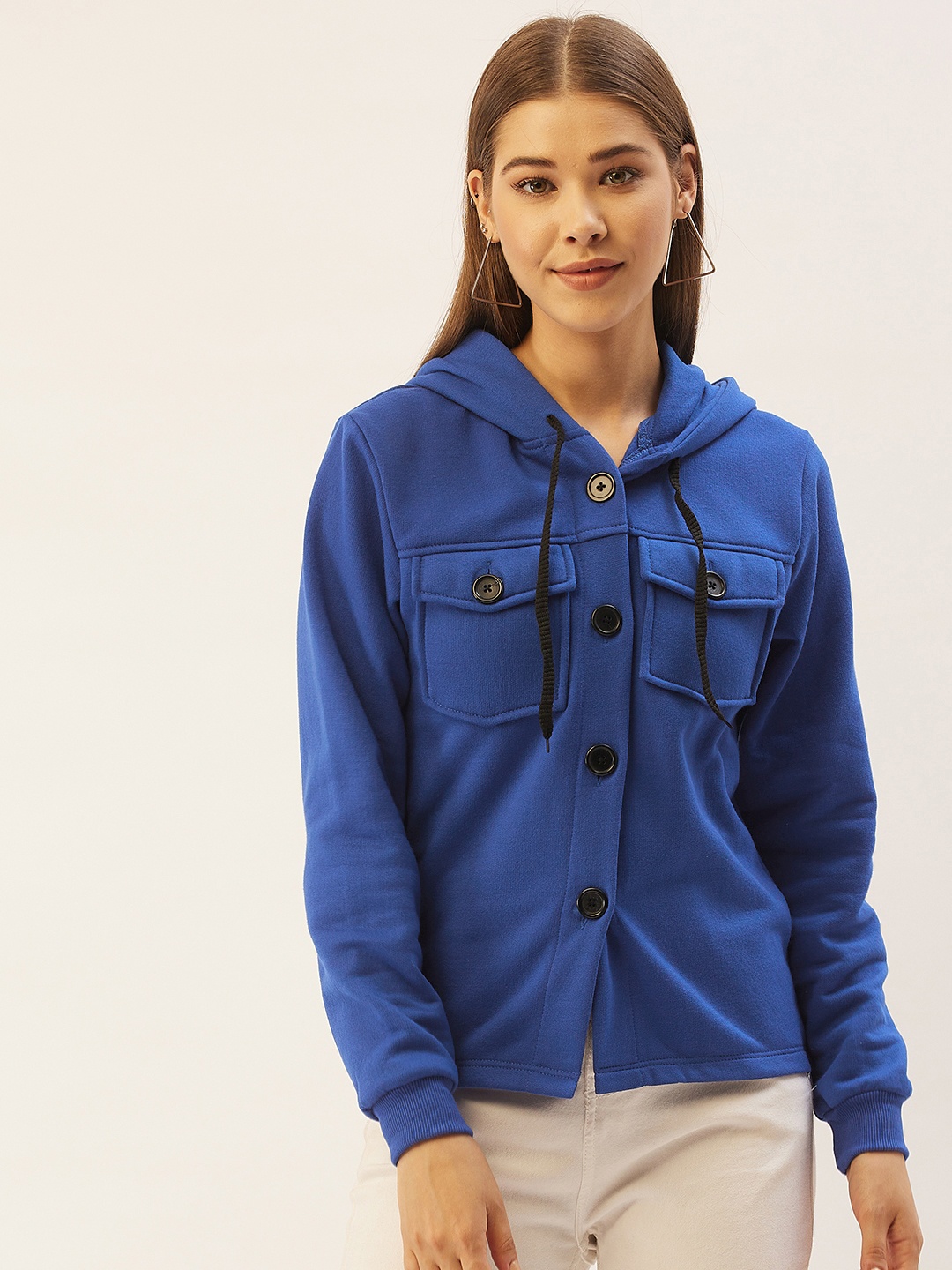 

Belle Fille Women Blue Hooded Sweatshirt