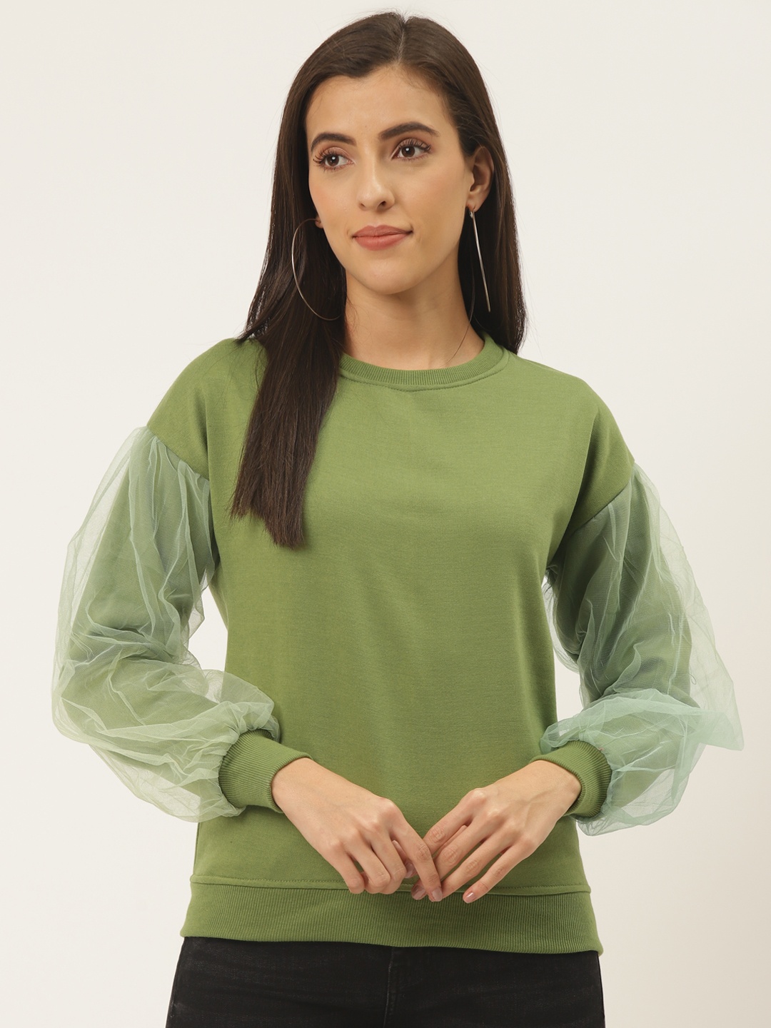 

Belle Fille Women Olive Green Sweatshirt