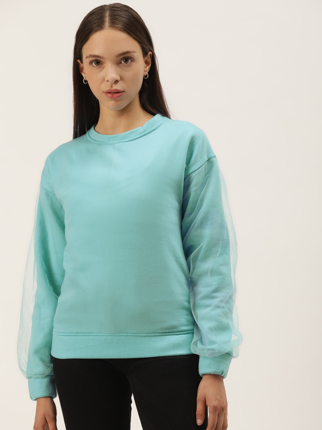 

Belle Fille Women Turquoise Blue Sweatshirt