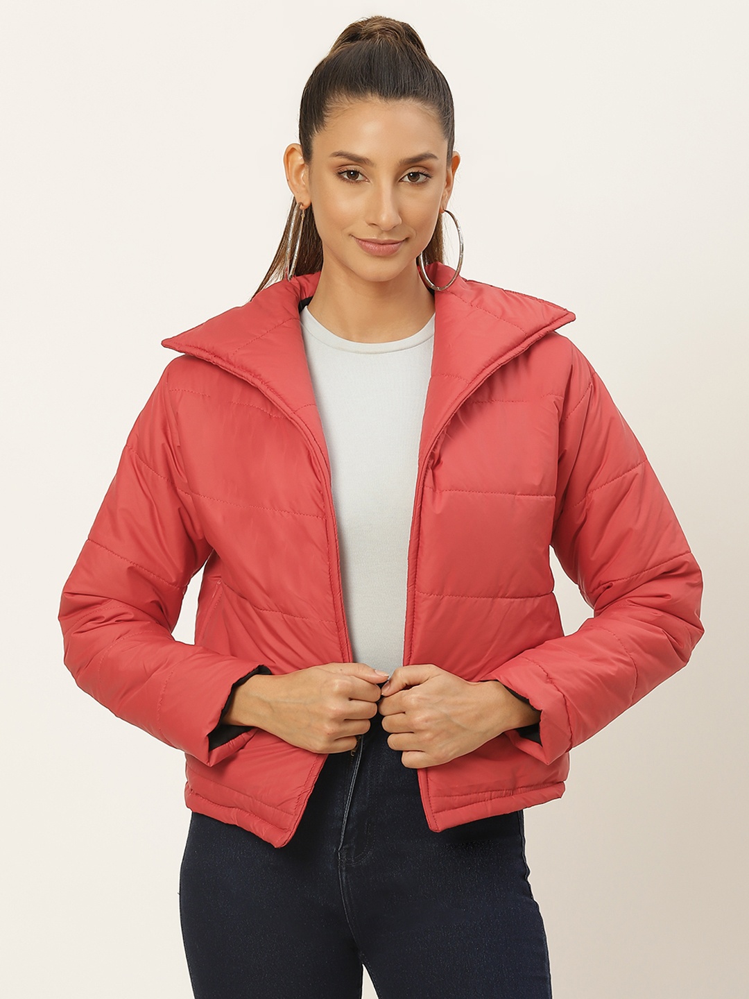 

Belle Fille Women Solid Red Lightweight Tailored Jacket