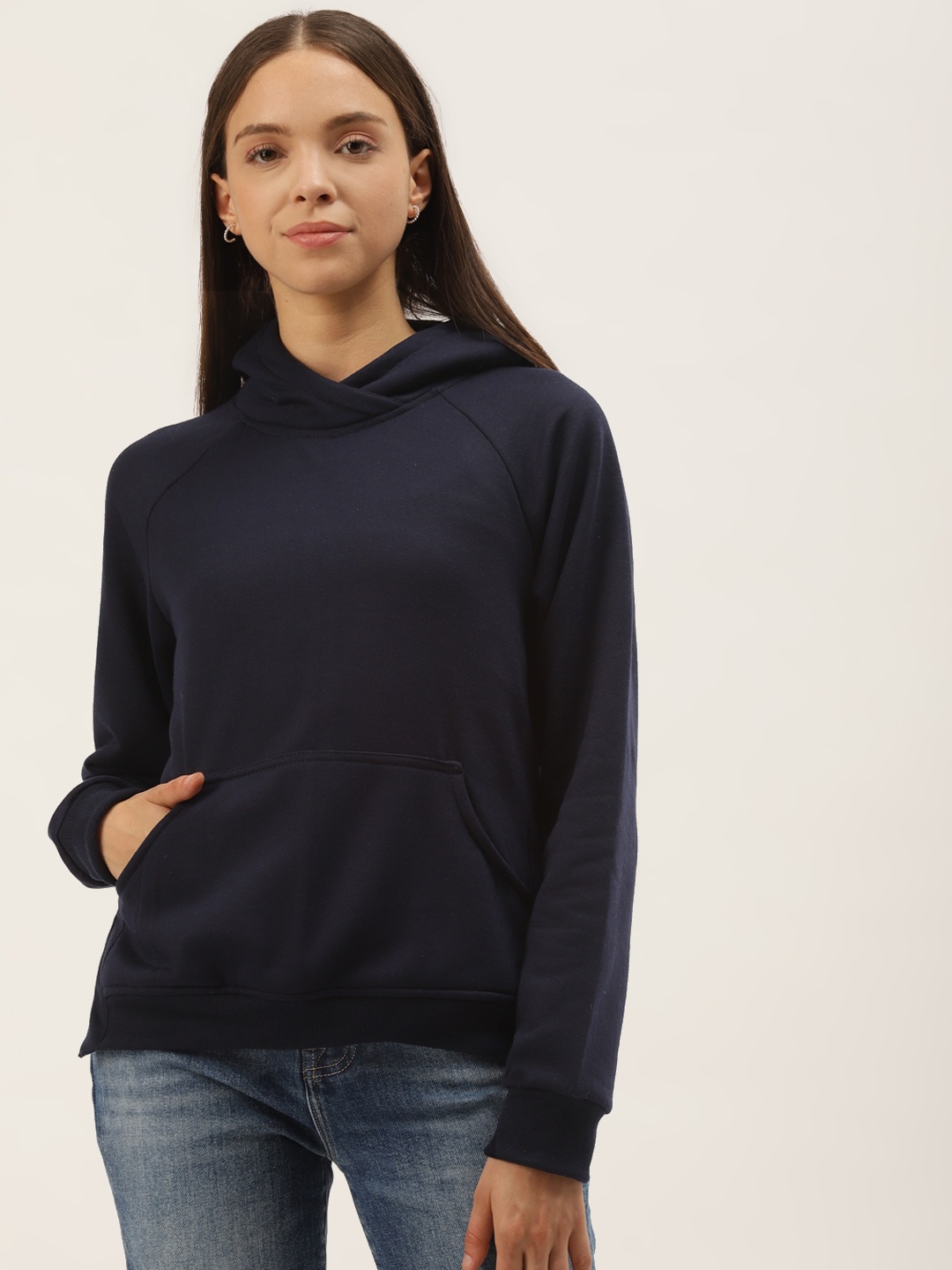 

Belle Fille Women Navy Blue Hooded Sweatshirt