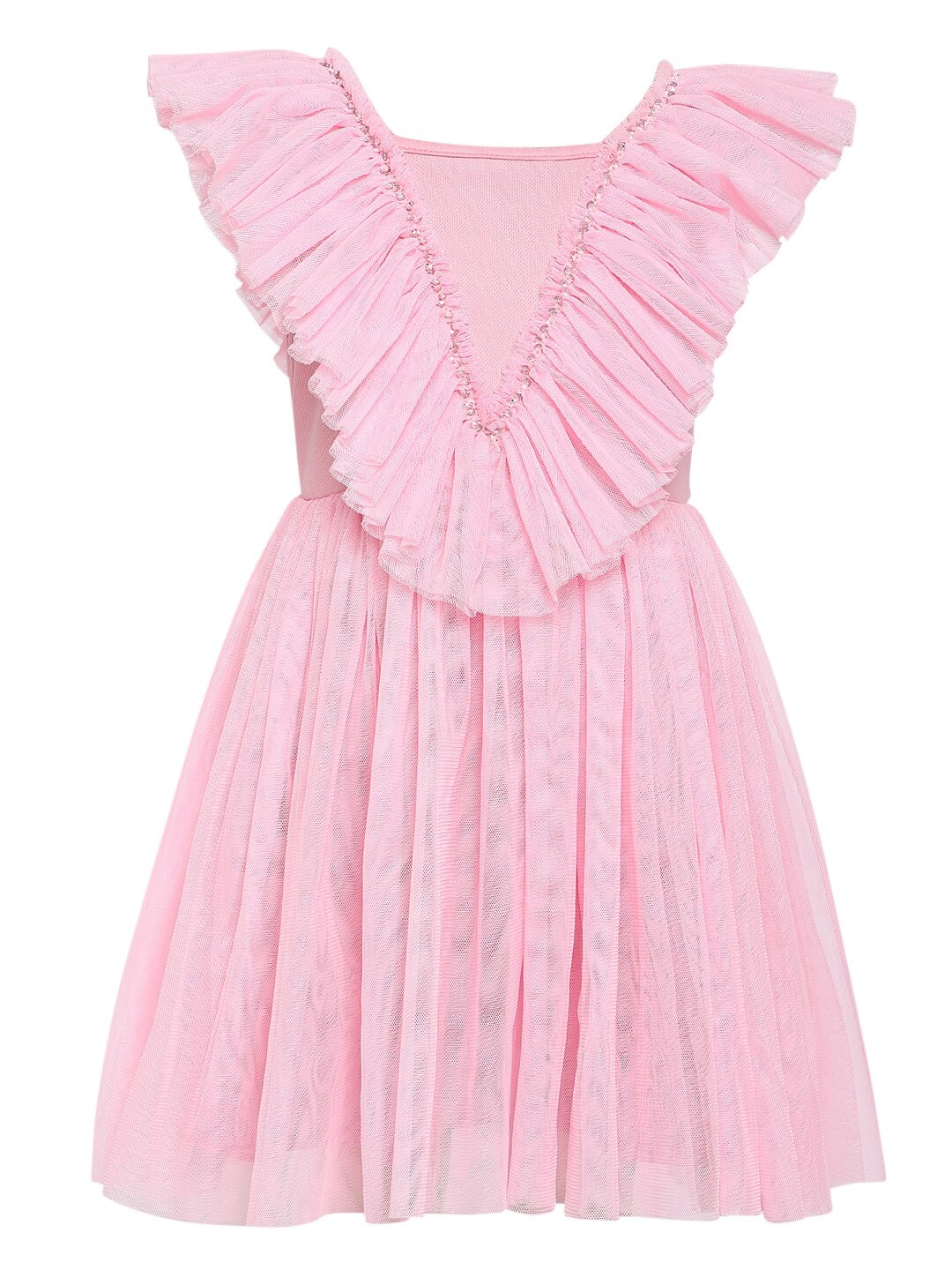 

A Little Fable Girls Pink Embellished V-neck Fit & Flare Dress