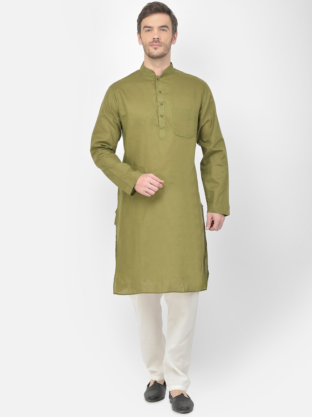 

SG LEMAN Men Green Regular Pure Cotton Kurta with Pyjamas