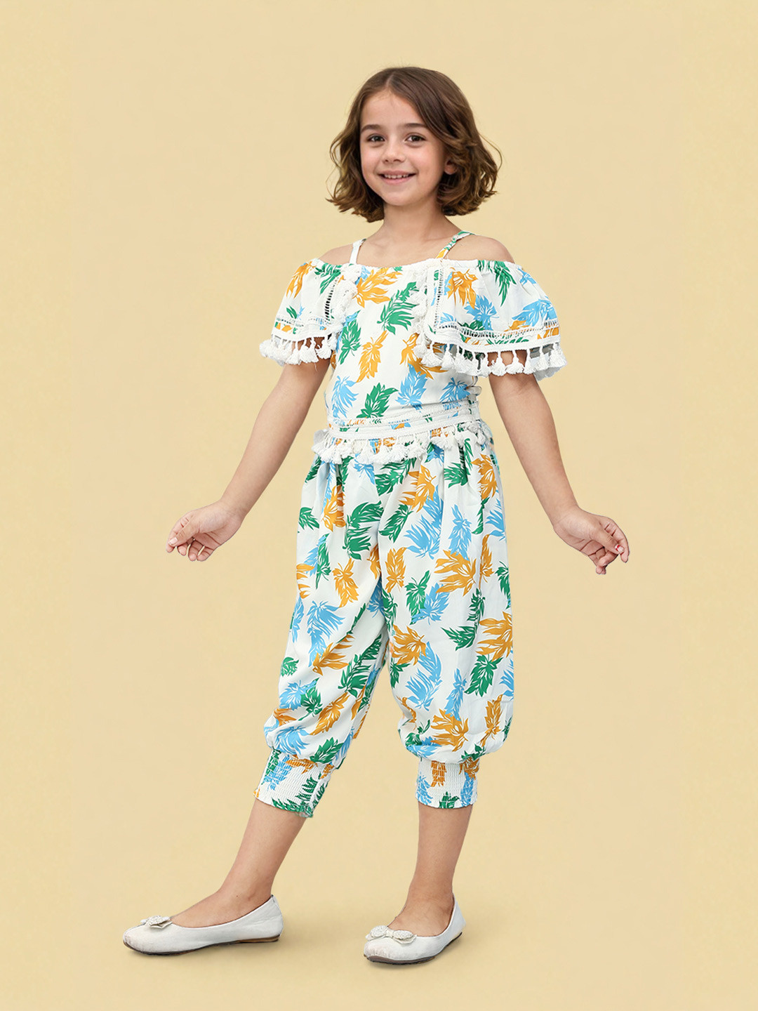 

Toonyport Girls Blue & Yellow Printed Basic Jumpsuit