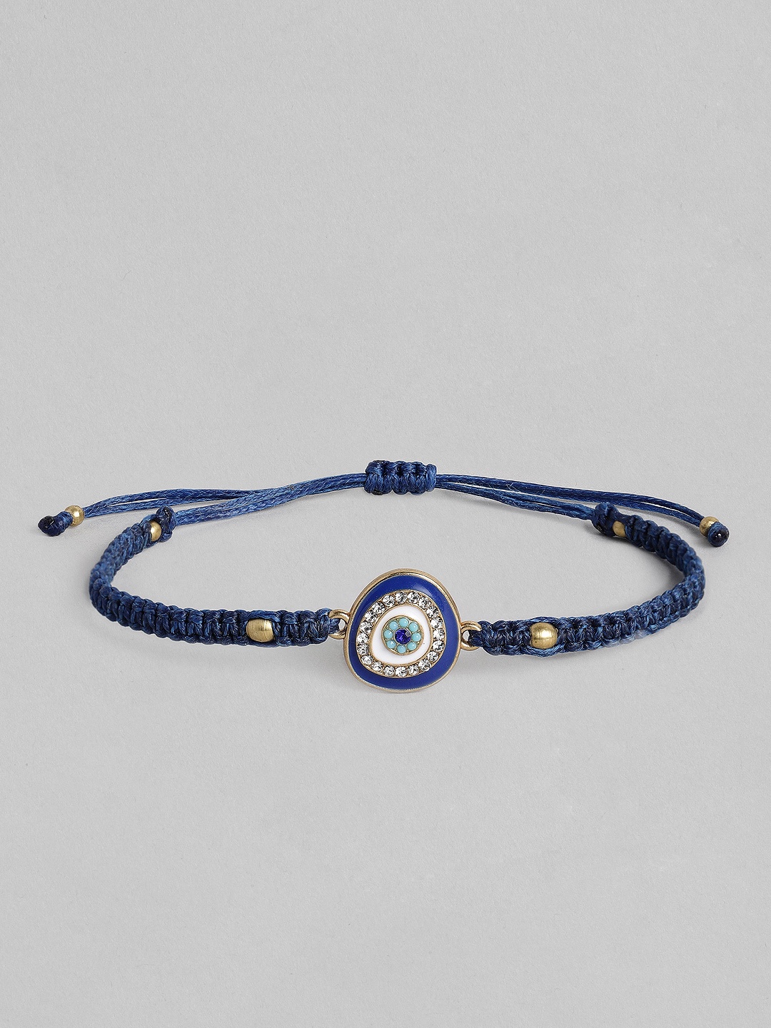 

EL REGALO Unisex Blue Silver-Toned Handcrafted Wraparound Evil Eye Bracelet