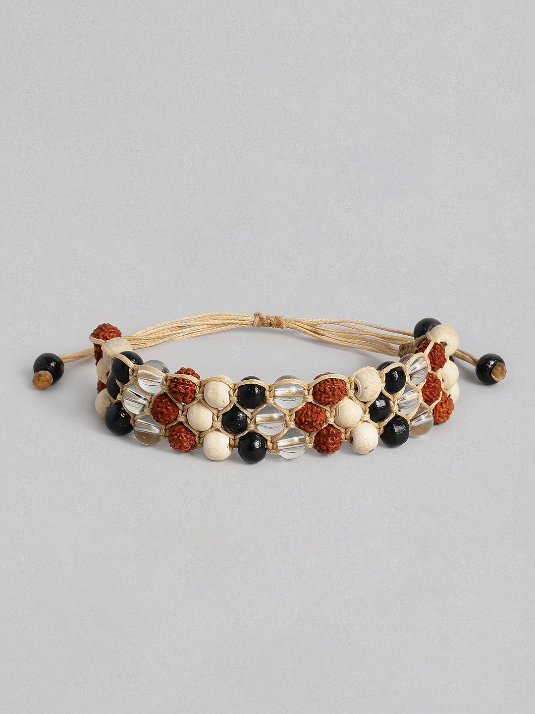 

EL REGALO Unisex Multicoloured Wood Temple Wraparound Bracelet, Multi